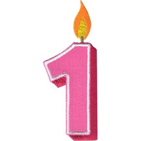 Pink Birthday Number 1 Iron On Patch, Iron On/Sew On - Appliques for Kids Baby