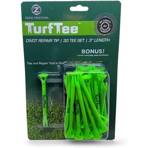 Zero Friction Air Launch Turf Tee Divot Tool, 30 Tee Set, Lime