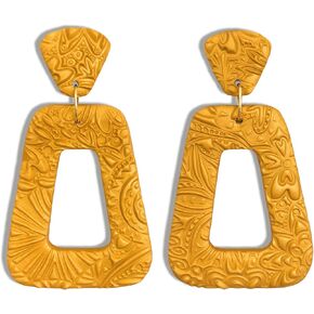 Shrandi Handmade Rectangle Dangle Earrings Boho Statement Earrings For Women Trendy Geometric Earrings Dangling Valentine's Day Mother's Day Gift