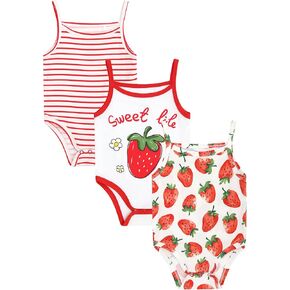 Newborn Baby Girls Bodysuit 3 Pack Cami Bodysuits Summer Sleeveless Jumpsuit, Viscose Made from Bamboo