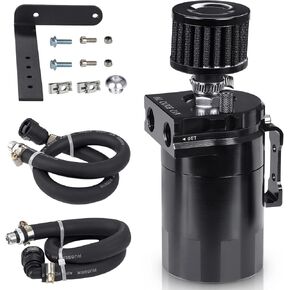 JDMON Oil Catch Can with Air Filter, Passenger Side Oil Separator Compatible with Ford F150 2.7EB 3.5EB 5.0L 2011-2021, Expedition 3.5L EcoBoost 2018-2021, Raptor 3.5L Ecoboost 2017-2021, Black 350ml