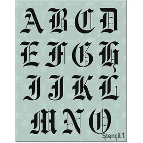 Stencil1 Letter Stencils 2" - Old English Calligraphy Letters & Numbers - Mylar Uppercase and Lowercase Alphabet for Hand Painting, Drawing & Cutting - Perfect for Lettering on Wood, Vinyl & More