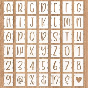 Letter Stencils 3 inch 42 Pcs Letter Stencils for Painting Small Letter and Number Stencils Reusable Alphabet Stencils Templates Symbol Numbers Craft Stencils for Painting on Wood Wall Fabric Rock DIY