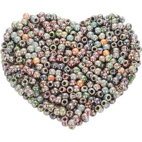 500pcs 8mm Mixed Color Multicolor Round Acrylic Flower Big Hole Beads Round Ball Loose Beads
