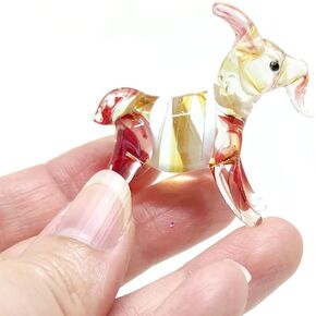 Goat Tiny Figurines Animals Hand Blown Color Glass Art Collectible Gift Home Décor (Amber Red)
