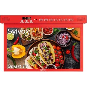 SYLVOX 15.6" Kitchen Smart TV Flap Down Screen TV Android 11.0 Supports LED Clock Alarm Clock WiFi & Wireless Connection, Storage Design, can be Installed in The Bottom of The Cabinet (KT16A0KGGA)