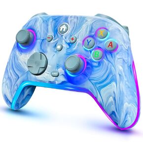 وحدات تحكم التبديل اللاسلكية لـ Nitendo Switch/OLED/Lite، وحدة تحكم Switch Pro بقدرة 1200 مللي أمبير في الساعة مع 10 أوضاع إضاءة ملونة، مفتاح تحكم توربو قابل لإعادة الشحن مع اهتزاز، جيروسكوبي 6 محاور، توربو، استيقظ