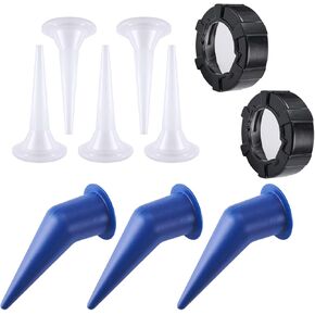 10PACK Sausage Caulk Guns Nozzle Kit,2PCS Aluminum Front Cap & 8PCS Cone Nozzle,for Caulking Guns Nozzle Applicator Caulk Cap Replacement