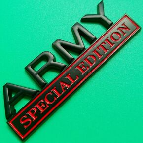 Army Special Edition Emblem with Strong Adhesive, Army Car Emblem 3D Badge Decal Car Truck Replacement Compatible with Universal Vehicle, Car, Truck, SUV (Black Red)