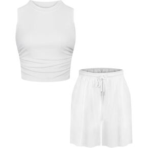 Two Piece Sets For Women Summer Outfits Sleeveless Lounge Set Casual Matching Shorts Tracksuit