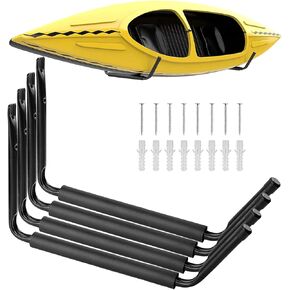 Yes4All Heavy Duty Steel Wall Mount Paddle Board Racks, Surfboard Hanger with Padded Foam, Store & Display Up to 3 Surfboards, Snowboards, Longboards, Black, 34.25" x 5.51" x 3.54"