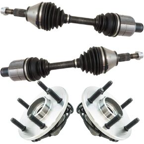 TRQ Front CV Axle Shafts & Wheel Hub Bearing Assemblies Set of 4 Compatible with 2012-2018 Ram 1500