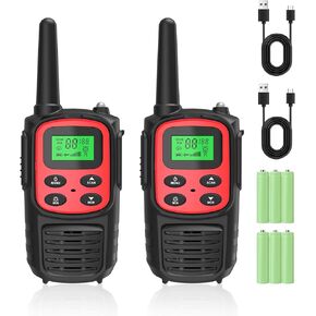 Rechargeable Walkie Talkies,Fvamom Walkies Talkies for Adults with 22 Channels,Long Range Walkie Talkies with NOAA Weather Channels,VOX LCD Display LED Flashlight(Yellow)