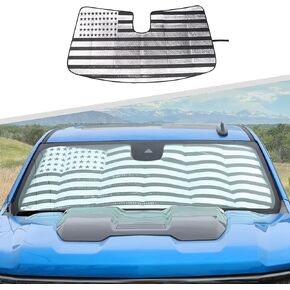 Compatible with Chevrolet Silverado/GMC Sierra 2019-2024, American Flag Car Window Sun Shade Front Windshield Visor