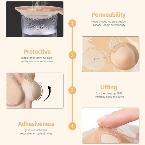 Sticky Bra Strapless Sticky Invisible Push up Silicone Bra for Backless Dress with Nipple Covers Adhesive Bra(C&D Cup), 2 Pairs(black&nude)c&d in Saudi Arabia