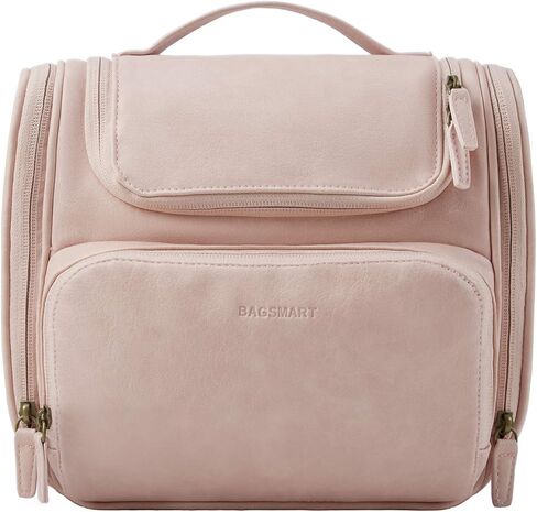 حقيبة أدوات الزينة المعلقة من باغسمارت، مجموعة دوب جلدية كبيرة للسفر مقاومة للماء لحاوية كاملة الحجم، وأدوات الزينة، ومستحضرات التجميل، والحلاقة (رمادي) in Kuwait