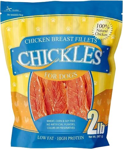 Chickles Chicken Breast Fillets for Dogs - Tested Safe, Low Fat Chicken Dog Treats Natural - 100% Natural Chicken High Protein No Preservatives Propylene Glycol Free, 2 lb in Saudi Arabia