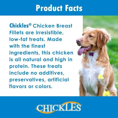 Chickles Chicken Breast Fillets for Dogs - Tested Safe, Low Fat Chicken Dog Treats Natural - 100% Natural Chicken High Protein No Preservatives Propylene Glycol Free, 2 lb in Saudi Arabia