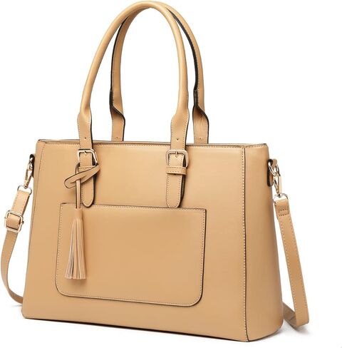 حقيبة كمبيوتر محمول للنساء، حقيبة يد جلدية للعمل بالكمبيوتر مقاس 15.6 بوصة، مقاومة للماء وخفيفة الوزن وحقيبة يد احترافية وحقيبة كتف للعمل والمكتب والسفر in Kuwait