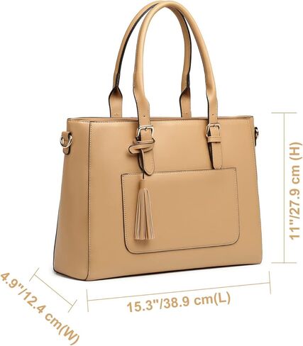 حقيبة كمبيوتر محمول للنساء، حقيبة يد جلدية للعمل بالكمبيوتر مقاس 15.6 بوصة، مقاومة للماء وخفيفة الوزن وحقيبة يد احترافية وحقيبة كتف للعمل والمكتب والسفر in Kuwait