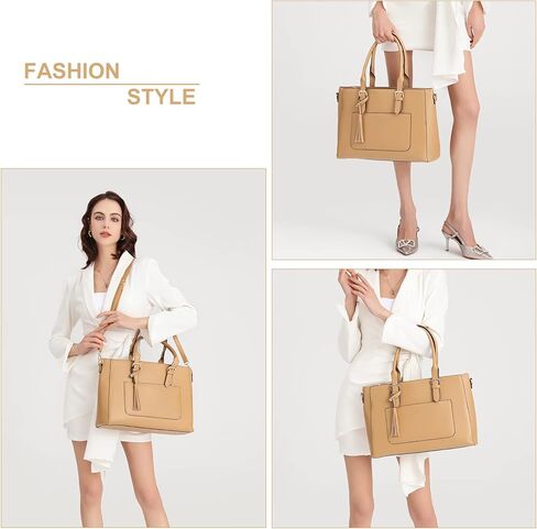 حقيبة كمبيوتر محمول للنساء، حقيبة يد جلدية للعمل بالكمبيوتر مقاس 15.6 بوصة، مقاومة للماء وخفيفة الوزن وحقيبة يد احترافية وحقيبة كتف للعمل والمكتب والسفر in Kuwait