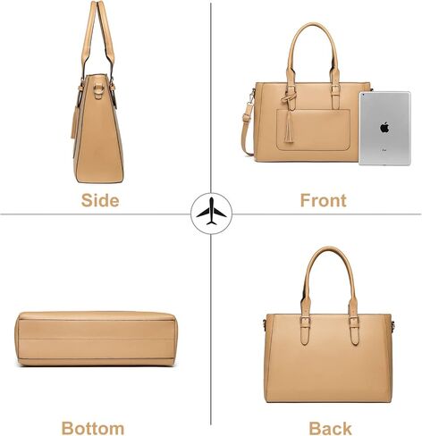 حقيبة كمبيوتر محمول للنساء، حقيبة يد جلدية للعمل بالكمبيوتر مقاس 15.6 بوصة، مقاومة للماء وخفيفة الوزن وحقيبة يد احترافية وحقيبة كتف للعمل والمكتب والسفر in Kuwait