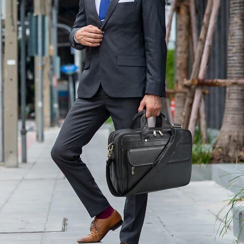 حقيبة كتف للرجال من الجلد المحبب بالكامل بحجم 16 بوصة in Kuwait