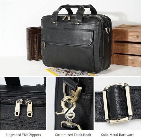 حقيبة كتف للرجال من الجلد المحبب بالكامل بحجم 16 بوصة in Kuwait