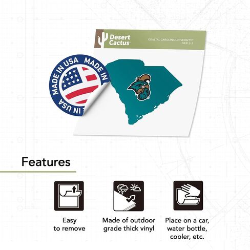 Desert Cactus Coastal Carolina University Chanticleers CCU CINO Vinyl Decal Laptop Water Bottle Car Scrapbook (State Border Sticker) in Saudi Arabia