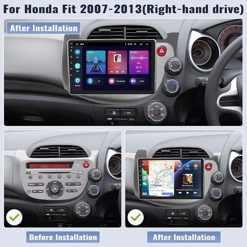 SIXWIN 2G+64G Android Car Stereo Radio for Honda Fit Jazz 2008-2013 Right Drive CarPlay Android Auto Mirror Link 10.1 Inch Touch Screen with GPS Navigation Bluetooth WiFi HiFi FM SWC Backup Camera MIC in Saudi Arabia