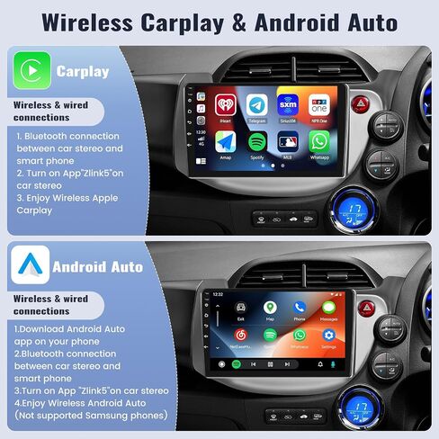 SIXWIN 2G+64G Android Car Stereo Radio for Honda Fit Jazz 2008-2013 Right Drive CarPlay Android Auto Mirror Link 10.1 Inch Touch Screen with GPS Navigation Bluetooth WiFi HiFi FM SWC Backup Camera MIC in Saudi Arabia