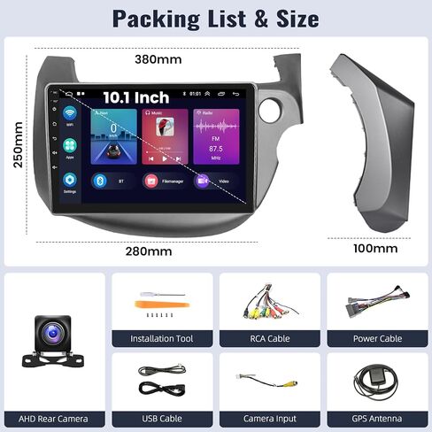 SIXWIN 2G+64G Android Car Stereo Radio for Honda Fit Jazz 2008-2013 Right Drive CarPlay Android Auto Mirror Link 10.1 Inch Touch Screen with GPS Navigation Bluetooth WiFi HiFi FM SWC Backup Camera MIC in Saudi Arabia
