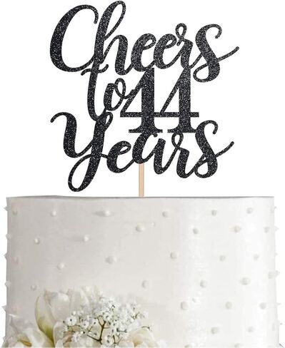 44 Black Glitter Happy 44th Birthday Cake Topper, Cheers to 44 Years Party Cake Topper Decorations, Supplies in Saudi Arabia
