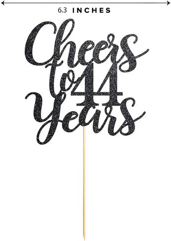 44 Black Glitter Happy 44th Birthday Cake Topper, Cheers to 44 Years Party Cake Topper Decorations, Supplies in Saudi Arabia
