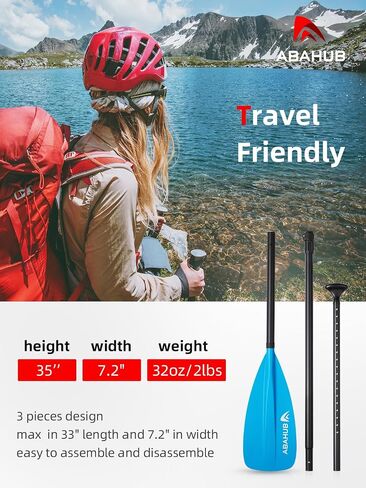 Abahub SUP Paddle - 3 Piece Adjustable Paddles - Lightweight Stand-up Paddle Oars for Paddleboard, Adjustable Aluminum Alloy Shaft 68" - 84", Black/Blue/Green/Orange/Red/Yellow Plastic Nylon Blade in Kuwait