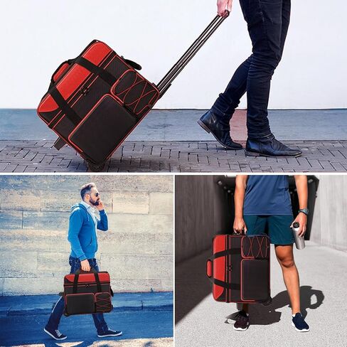 Large 2 Ball Bowling Bag With Rollers丨with Fixed Bowling Ball Device Roller Bag丨Extendable Handle to 42"丨Bowling Ball Roller Bag Fits 1 Pair Of Men'S Size 16 Bowling Shoes (Bowling Ball Not Included) in Kuwait