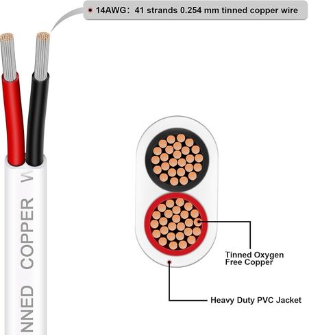 Shirbly 10 Gauge Marine Wire - 20FT 10 AWG Duplex Marine Grade Wire, Tinned Copper Boat Cable, 2 Core Insulated Stranded Cable for Boat Marine Automotive Speakers Solar Outdoors - White (10AWG 20Ft) in Kuwait