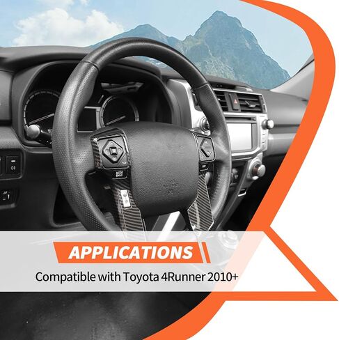 غطاء طقم الكسوة الداخلية من ألياف الكربون ملحقات تزيين وحدة التحكم المركزية المتوافقة مع Toyota 4Runner 2010-2023، 9 قطع in Kuwait