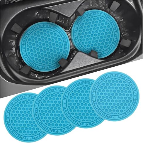 4PCS Car Cup Coaster, PVC Non-Slip Cup Holders Insert Coaster, 2.75 Inch Waterproof Drink Mat for Women and Men, Car Accessories Tabletop Protection and Decor for Most Car (Black) in Saudi Arabia