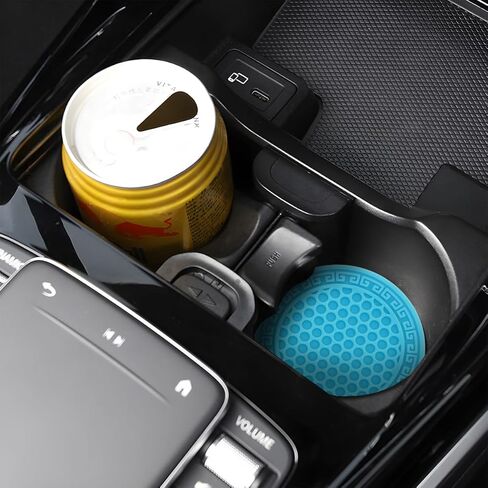 4PCS Car Cup Coaster, PVC Non-Slip Cup Holders Insert Coaster, 2.75 Inch Waterproof Drink Mat for Women and Men, Car Accessories Tabletop Protection and Decor for Most Car (Black) in Saudi Arabia