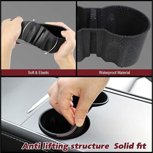 إدراج حامل أكواب لطراز Tesla Y Model 3، إدراج كأس جديد متوافق مع Tesla Model 3/Y 2021 2022 2023 (أسود) in Kuwait