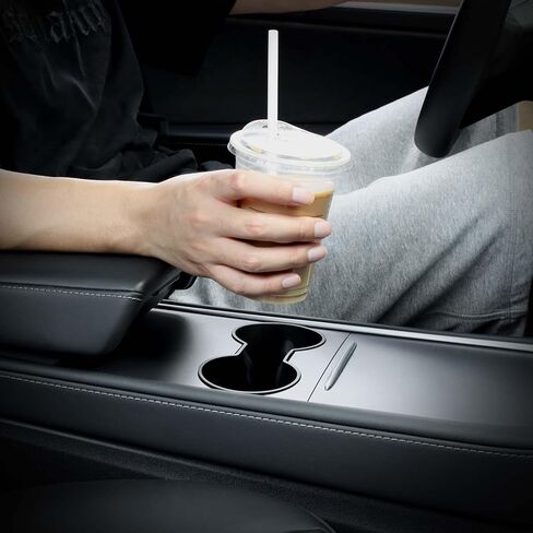 إدراج حامل أكواب لطراز Tesla Y Model 3، إدراج كأس جديد متوافق مع Tesla Model 3/Y 2021 2022 2023 (أسود) in Kuwait