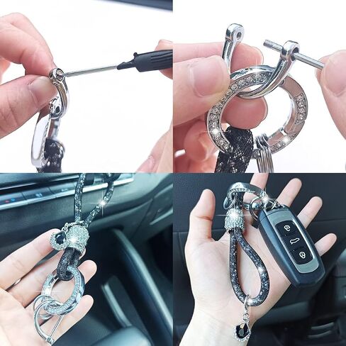1 Pcs Bling Crystal Car Keychain for Women, Rhinestones Wrist Keys Lanyard keychain clip for car keys (Black) in Saudi Arabia