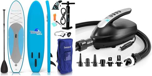 SereneLife Inflatable Stand Up Paddle Board (6 Inches Thick) with Premium SUP Accessories & Carry Bag | Wide Stance, Bottom Fin for Paddling, Surf Control, Non-Slip Deck | Youth & Adult Standing Boat in Saudi Arabia