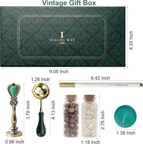 Wax Seal Stamp Kit, Andotopee Animal Wax Seal Kit with 3 Brass Heads Dragon/Cat/Rabbit, Vintage Metal Handle Sealing Wax Stamp Set with Wax Seal Beads, Warmer Tools, Metallic Pen (Gift Box Set) in Saudi Arabia