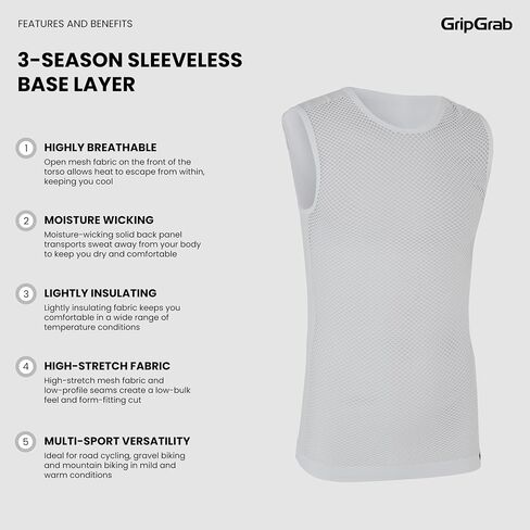 GripGrab 3-Season Sleeveless Cycling Base Layer High-Performance Mesh Bicycle Undershirt Spring Summer Compression Vest in Kuwait