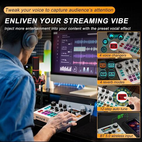 خلاط صوت متدفق، واجهة خلاط صوت بودكاست تينلامب مع هيكل معدني 48 فولت، لوحة صوت مبدل الصوت، معدات خلاط ستوديو جنرال XLR للهاتف، الكمبيوتر الشخصي، تسجيل البث، تسجيل الألعاب، دي جي in Kuwait