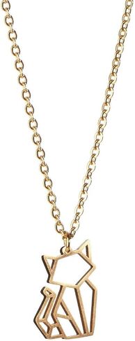 Cat Gold Origami Jewelry - Gold Geometric Chain Necklace – 18 Karat Plated Gold Necklace for Women & Girls – Stylish Cat Pendant Necklace in Saudi Arabia