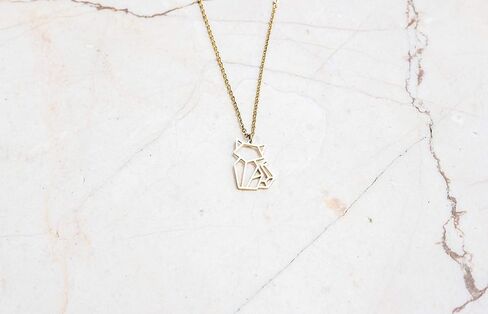 Cat Gold Origami Jewelry - Gold Geometric Chain Necklace – 18 Karat Plated Gold Necklace for Women & Girls – Stylish Cat Pendant Necklace in Saudi Arabia