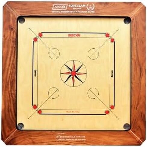 SISCAA Carrom Board Sure SLAM Indoor Board Game Approved by Carrom Federation of India & Maharashtra Carrom Association (Champion, 20mm) in Kuwait